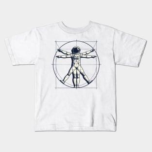 Vitruvian Astronaut Outer Space Funny Space Kids T-Shirt